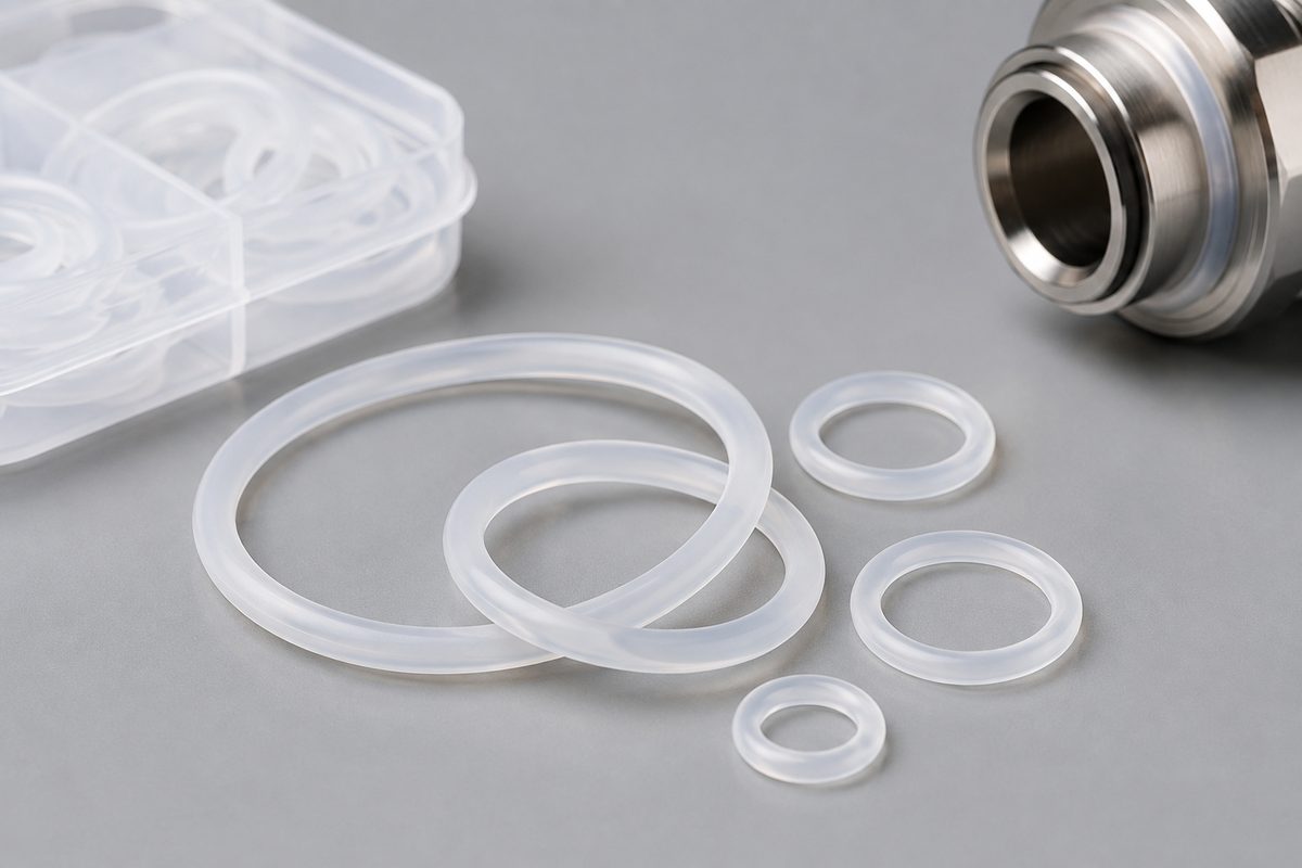 Joints toriques en silicone translucide et raccord inox